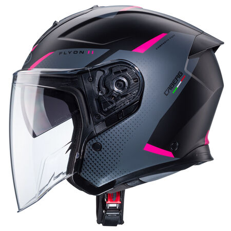 Caberg Helm Flyon II Boss matt-schwarz/grau-Fuchsia