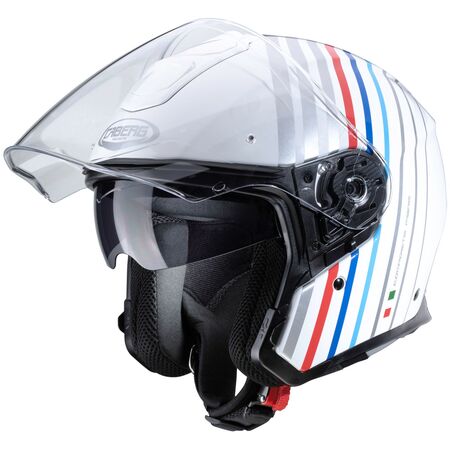 Caberg Helm Flyon Bakari weiß/silber-blau-rot