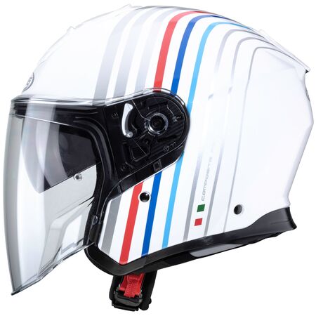 Caberg Helm Flyon Bakari weiß/silber-blau-rot