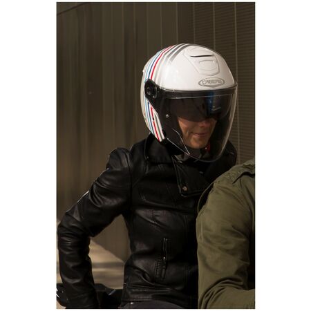 Caberg Helm Flyon Bakari weiß/silber-blau-rot