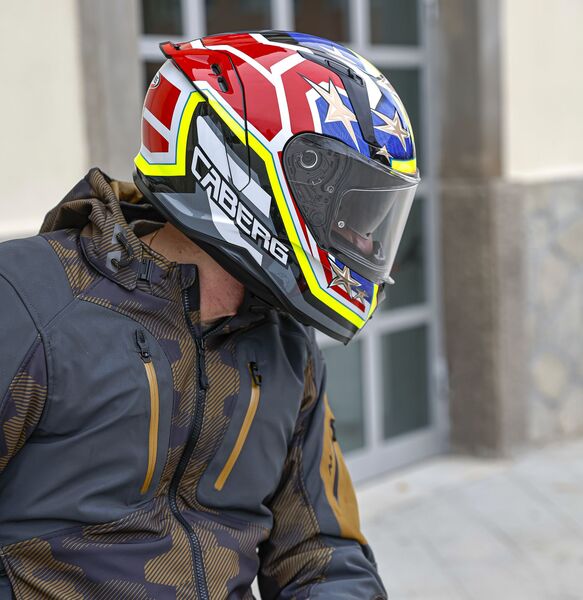 Caberg Helm Avalon X Track schwarz/fluo-gelb-rot-blau